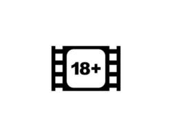 Sign of Adult Only for Eighteen Plus, 18 Plus and Twenty One Plus or 21 PlusAge in the Filmstrip. Age Rating Movie Icon Symbol for Movie Poster, Apps, Website or Graphic Design Element. Vector