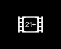 Sign of Adult Only for Eighteen Plus, 18 Plus and Twenty One Plus or 21 PlusAge in the Filmstrip. Age Rating Movie Icon Symbol for Movie Poster, Apps, Website or Graphic Design Element. Vector