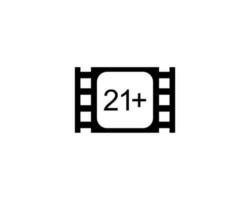 Sign of Adult Only for Eighteen Plus, 18 Plus and Twenty One Plus or 21 PlusAge in the Filmstrip. Age Rating Movie Icon Symbol for Movie Poster, Apps, Website or Graphic Design Element. Vector