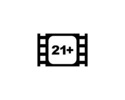 Sign of Adult Only for Eighteen Plus, 18 Plus and Twenty One Plus or 21 PlusAge in the Filmstrip. Age Rating Movie Icon Symbol for Movie Poster, Apps, Website or Graphic Design Element. Vector