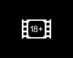 Sign of Adult Only for Eighteen Plus, 18 Plus and Twenty One Plus or 21 PlusAge in the Filmstrip. Age Rating Movie Icon Symbol for Movie Poster, Apps, Website or Graphic Design Element. Vector