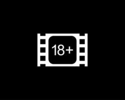 Sign of Adult Only for Eighteen Plus, 18 Plus and Twenty One Plus or 21 PlusAge in the Filmstrip. Age Rating Movie Icon Symbol for Movie Poster, Apps, Website or Graphic Design Element. Vector