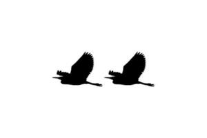 Pair of The Black Heron Bird, Egretta Ardesiaca, also known as the Black Egret Silhouette for Art Illustration, Logo, Pictogram, Website, or Graphic Design Element. Vector Illustration