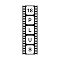 Sign of Adult Only for Eighteen Plus, 18 Plus and Twenty One Plus or 21 PlusAge in the Filmstrip. Age Rating Movie Icon Symbol for Movie Poster, Apps, Website or Graphic Design Element. Vector