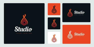 resumen llameante fuego soltar logo colocar, rojo color, adecuado para empresas en el campo de fuego, juegos, imágenes en camisetas, etc. vector