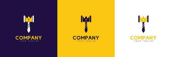 The Concept Logo Depicts a Judge's Hammer With a Hammer Handle From a Tie Representing Office, The Crown in the Middle Represents Power, and the Keyhole on the Crown is the Center of Policy. vector