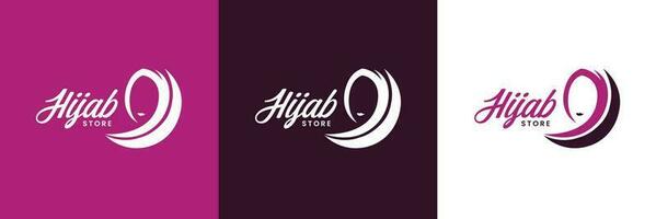 Set Simple Purple Hijab Women's Logo, Suitable for Fashion Brands. vector