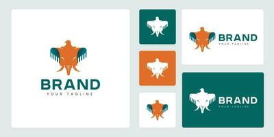 Set Abstract logo The Concept of a Combination of an Eagle and an Elephant, Unique and Cute. vector