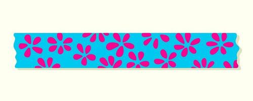 Abstract colorful doodle tape form. Colorful hand drawn doodle shape with flowers isolated on white background. Random childish color shapes and scribble bundle. vector