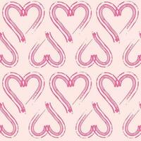 Hand drawn pink hearts seamless pattern on light background. Simple shapes for wrapping paper, wallpaper, fabric, textile vector