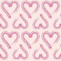 Hand drawn pink hearts seamless pattern on light background. Simple shapes for wrapping paper, wallpaper, fabric, textile vector