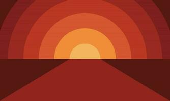 Abstract geometric landscape sunset retro background vector