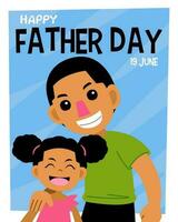 design for father day post with cute cartoon father and daughter illustration vector