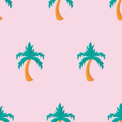 Colorful seamless summer pattern with palm tree
