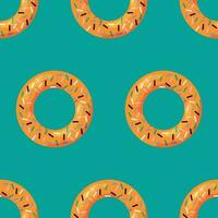 Colorful seamless summer pattern with donut rubber ring vector