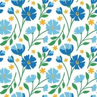 Cornflower. Summer wildflowers. Rustic style. Cute seamless pattern. Vector