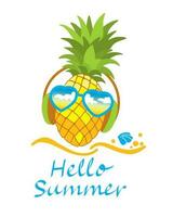 SYMBOL OF PINEAPPLE. BEACH MUSIC FESTIVAL. SUMMER CAMP. VACATION. TROPICAL SEA. TRAVELS. VECTOR. vector