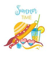 Summer beach accessories set for Women. Summer print for t-shirt  and others products. Vector. vector