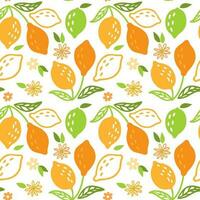 Lemons and flowers, summer print. Seamless pattern for fabric, wrapping, textile, wallpaper, clothes. Vector. vector