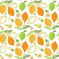 Lemons and flowers, summer print. Seamless pattern for fabric, wrapping, textile, wallpaper, clothes. Vector. vector