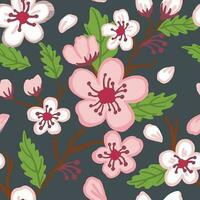 Cherry blossoms. Sakura branch. Spring. Seamless pattern. Vector. vector