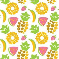 Juicy fruits, seamless pattern. Summer print. Vector illustration.