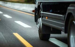 Truck on a Highway Closeup photo