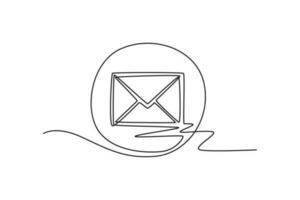 Single one line drawing Contact us icon concept. Continuous line draw design graphic vector illustration.