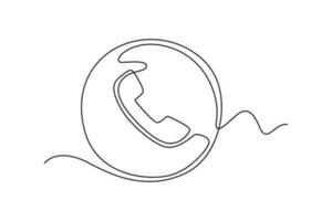 Single one line drawing Contact us icon concept. Continuous line draw design graphic vector illustration.