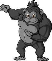 Strong gorilla cartoon posing mascot character vector