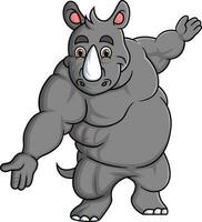 Strong rhinoceros cartoon posing mascot character vector