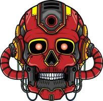 Red Skull head robot mascot character vector