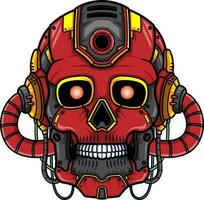 Red Skull head robot mascot character vector