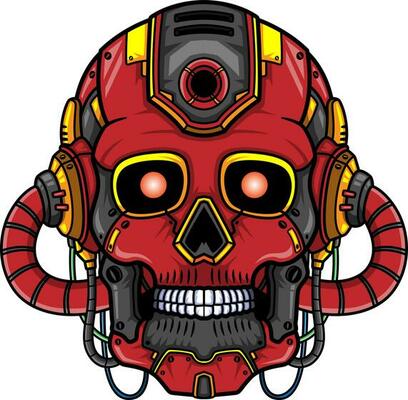 Red Skull head robot mascot character