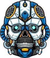 azul cráneo cabeza robot mascota personaje vector