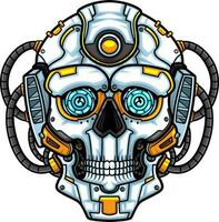 White Skull head robot mascot character vector