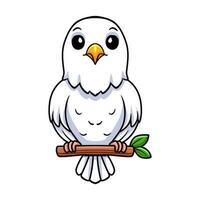linda blanco amor pájaro dibujos animados en árbol rama vector