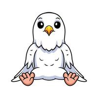 Cute white love bird cartoon sitting vector