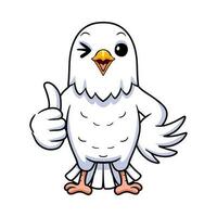 Cute white love bird cartoon giving thumb up vector