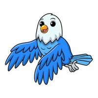 Cute blue love bird cartoon flying vector