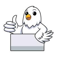 Cute white love bird cartoon giving thumb up vector