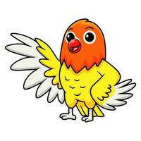 Cute lutino lovebird cartoon waving hand vector