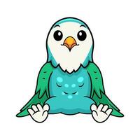 Cute blue turquoise bird cartoon vector