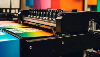 Modern machinery controls ink variation for successful printing press orders generated by AI photo