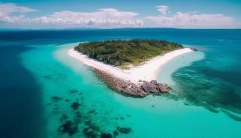 Panoramic aerial view of tranquil Caribbean tourist resort and reef generated by AI photo