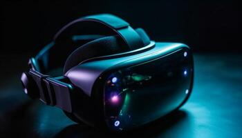 Futuristic headset with protective eyewear for virtual reality simulation generated by AI photo