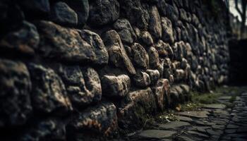 Roca pared y ladrillo edificio característica en antiguo arquitectura modelo generado por ai foto