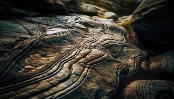 Elephant head in textured background, wrinkles and abstract patterns generated by AI photo
