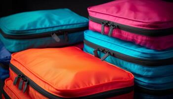Stack of luggage and bags for travel preparation and adventure generated by AI photo