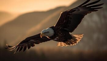 Majestic bird of prey soaring in mid air with spread wings generated by AI photo